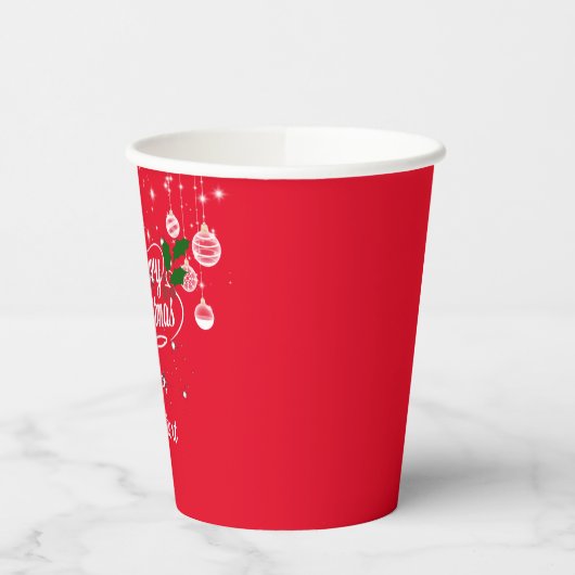 Frohe Weihnachtsschmuck-Design TEMPLATE Pappbecher (Links)