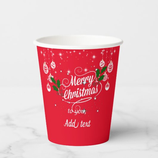 Frohe Weihnachtsschmuck-Design TEMPLATE Pappbecher (Vorderseite)