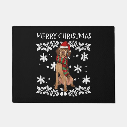 Frohe Weihnachtsschmuck Drahthaar Vizsla Xmas Fußmatte (Vorderseite)