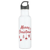 Frohe Weihnachtsschmuck Edelstahlflasche (Vorderseite)