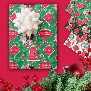 Frohe Weihnachtsschmuck Foto Geschenkpapier Set