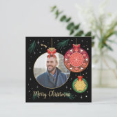 Frohe Weihnachtsschmuck Foto Personalize Karte (Stehend Vorderseite)