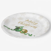 Frohe Weihnachtsschmuck Gold Holiday Party Pappteller (Schrägansicht)