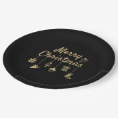 Frohe Weihnachtsschmuck Gold Pappteller (Schrägansicht)