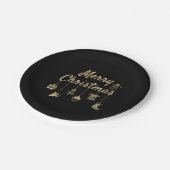 Frohe Weihnachtsschmuck Gold Pappteller (Schrägansicht)