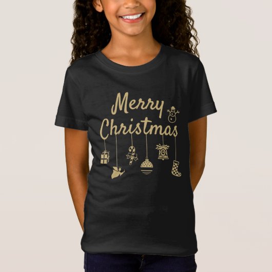 Frohe Weihnachtsschmuck Gold T-Shirt (Vorderseite)