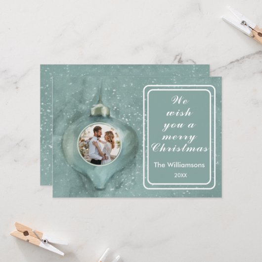 Frohe Weihnachtsschmuck Personalisiertes Foto Karte (Vorderseite/Rückseite Beispiel)