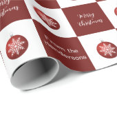 Frohe Weihnachtsschmuck rot und weiß aus dem Namen Geschenkpapier (Rolleneckpunkt)