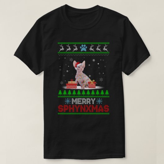 Frohe Weihnachtsschmuck Sphynx Cat Xmas Santa T-Shirt (Design vorne)