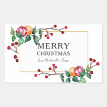 Frohe Weihnachtsschmuck und Beeren Goldrahmen