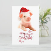 Frohe Weihnachtsschnecke mit Weihnachtsmannmütze Feiertagskarte (Stehend Vorderseite)