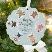 Frohe Weihnachtsschnee Angel Woodland Tiere Foto Ornament Karte