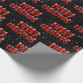 Frohe Weihnachtsschnee auf schwarz Geschenkpapier (Ecke)