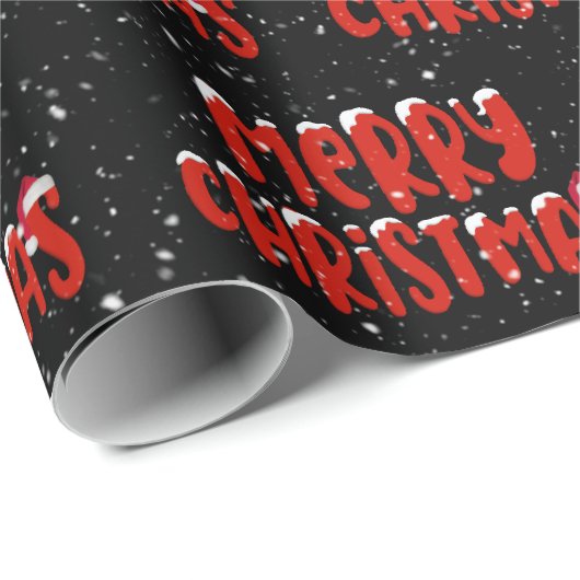 Frohe Weihnachtsschnee auf schwarz Geschenkpapier (Rolleneckpunkt)