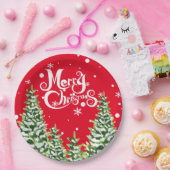 Frohe Weihnachtsschnee Bäume Weihnachtspapier Plat Pappteller (Party)