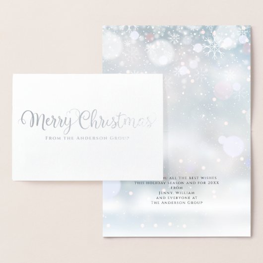 Frohe Weihnachtsschnee Corporate Holiday Silver Folienkarte (Anzeige)