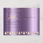 Frohe Weihnachtsschnee Eggplant Gold Foto Glitzer Postkarte (Rückseite)