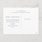 Frohe Weihnachtsschnee fällt ein maßgeschneidertes Feiertagspostkarte (Rückseite)