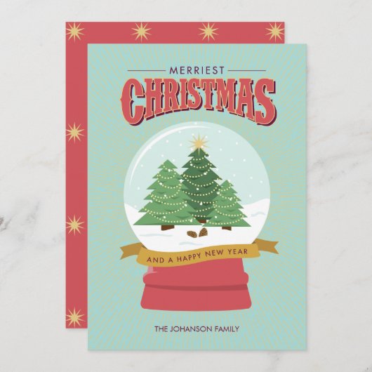 Frohe Weihnachtsschnee Globe Feiertagskarte (Vorne/Hinten)