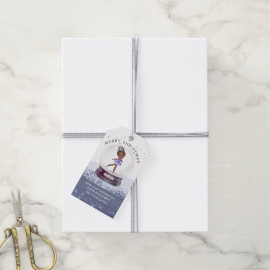 Frohe Weihnachtsschnee Globe Watercolor Ballerina Geschenkanhänger (Mit Garn)