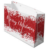 Frohe Weihnachtsschnee Große Geschenktüte (Vorderseite Schrägansicht)