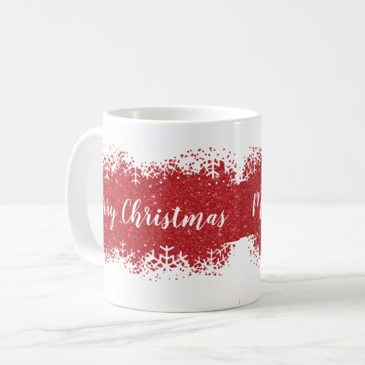 Frohe Weihnachtsschnee Kaffeetasse (Vorderseite Links)