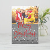 Frohe Weihnachtsschnee oder Snowflake Foto-Karte Feiertagskarte (Stehend Vorderseite)