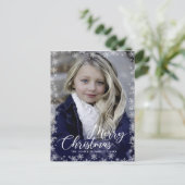 Frohe Weihnachtsschnee Pinselschrift FOTO Gruß Postkarte (Stehend Vorderseite)