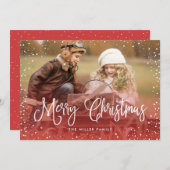 Frohe Weihnachtsschnee Rot Feiertagskarte (Vorne/Hinten)