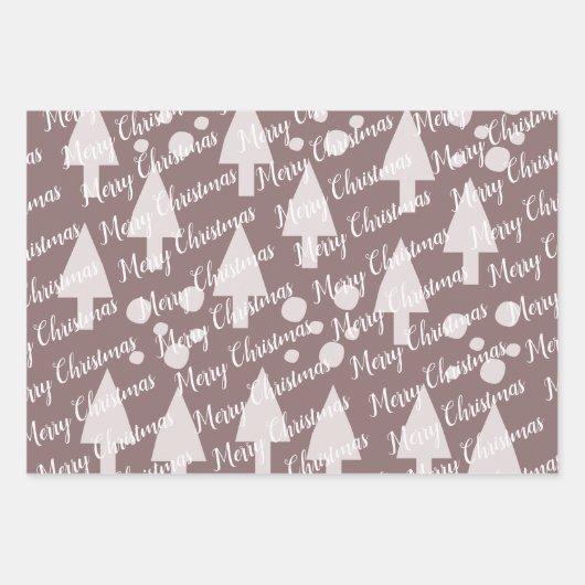 Frohe Weihnachtsschneebälle Bäume Schwarz Pink Blu Geschenkpapier Set (Vorderseite 2)