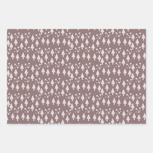 Frohe Weihnachtsschneebälle Bäume Schwarz Pink Blu Geschenkpapier Set (Vorderseite)