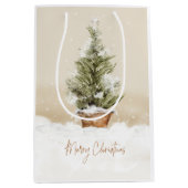 Frohe Weihnachtsschneebaum Wasserfarbe Mittleres G Mittlere Geschenktüte (Vorderseite)