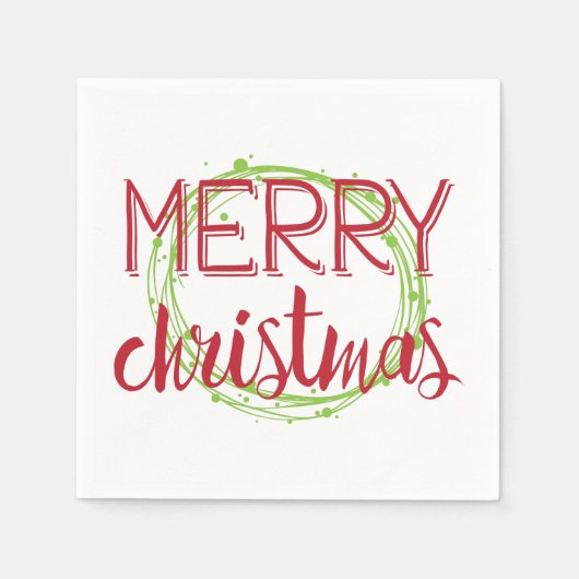 Frohe Weihnachtsschneebubbles Wreath Holiday Napki Serviette (Vorderseite)