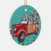 Frohe Weihnachtsschneefall Tree Van Keramik Orname Keramik Ornament (Rechts)