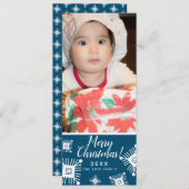 Frohe WeihnachtsschneeFlakes Baby Foto Blue Feiertagskarte (Vorne/Hinten)