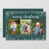 Frohe Weihnachtsschneeflocke | 3 FotoCollage Feiertagskarte (Vorne/Hinten)