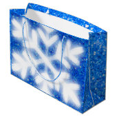 Frohe Weihnachtsschneeflocke elegante Kalligraphie Große Geschenktüte (Rückseite Schrägansicht)