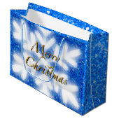 Frohe Weihnachtsschneeflocke elegante Kalligraphie Große Geschenktüte (Vorderseite Schrägansicht)