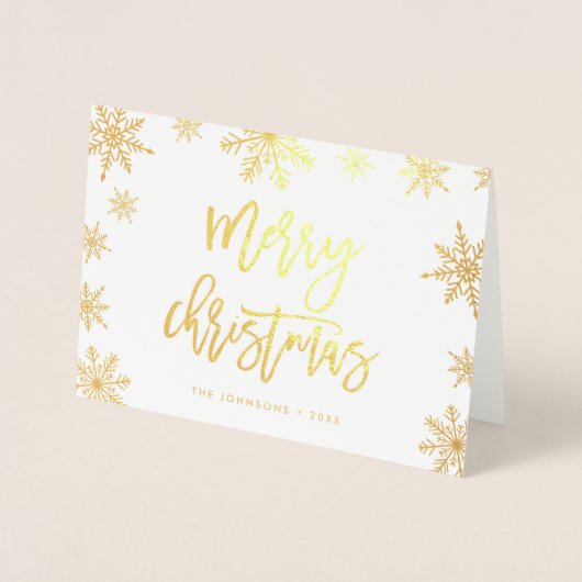 Frohe Weihnachtsschneeflocke | Foto Gold Folienkarte (Vorderseite)