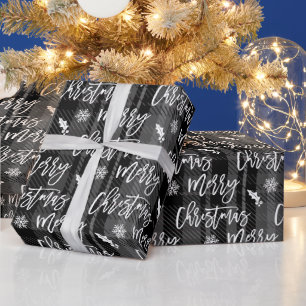 Frohe Weihnachtsschneeflocke mistletoschwarz karie Geschenkpapier