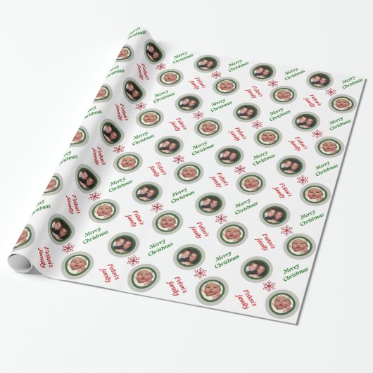 Frohe Weihnachtsschneeflocke personalisiertes Foto Geschenkpapier (Ungerollt)
