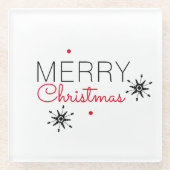 Frohe Weihnachtsschneeflocke Rot und Schwarz Glasuntersetzer (Vorderseite)