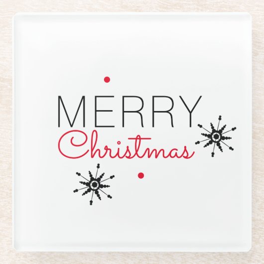 Frohe Weihnachtsschneeflocke Rot und Schwarz Glasuntersetzer (Vorderseite)