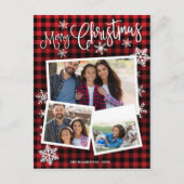 Frohe Weihnachtsschneeflocke Rustikale 3 Fotos Col Postkarte (Vorderseite)