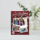 Frohe Weihnachtsschneeflocke Rustikale 3 Fotos Col Postkarte (Stehend Vorderseite)