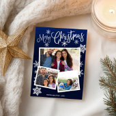 Frohe Weihnachtsschneeflocke Rustikale 3 Fotos Col Postkarte