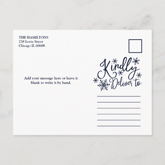 Frohe Weihnachtsschneeflocke Rustikale 3 Fotos Col Postkarte (Rückseite)