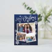Frohe Weihnachtsschneeflocke Rustikale 3 Fotos Col Postkarte (Stehend Vorderseite)