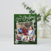 Frohe Weihnachtsschneeflocke Rustikale 4 Fotos Postkarte (Stehend Vorderseite)