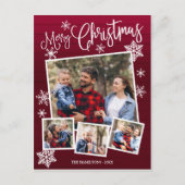 Frohe Weihnachtsschneeflocke Rustikale 4 Fotos Postkarte (Vorderseite)